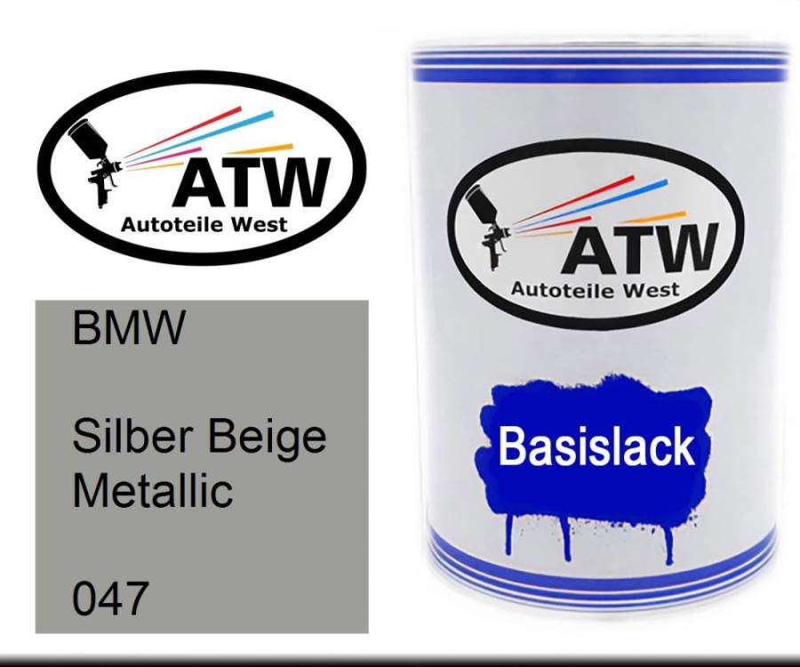 BMW, Silber Beige Metallic, 047: 500ml Lackdose, von ATW Autoteile West.